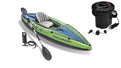 Intex Challenger K1 Kayak, 1-Person Inflatable Kayak Set with Aluminum Oars and High Output Air Pump