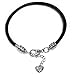 Timeline Treasures Black Leather Charm Bracelet For Women, Fits European Charms, Steel Lobster Claw Clasp, 7.5 Inch