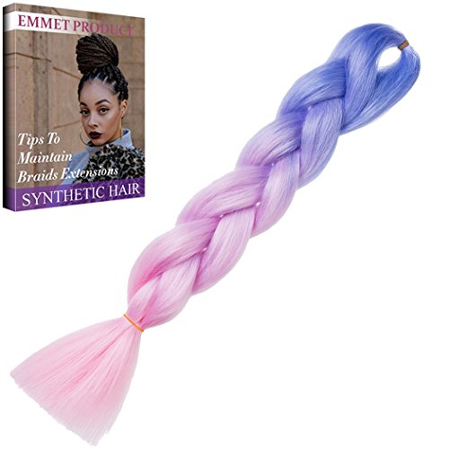 Emmet Jumbo Braids 60+ Colors Kanekalon Synthetic Box Braids African Hair Extension 100g/pcs, Hair Care Ebook Included (24", 1-Pack, Ombre Color 27)