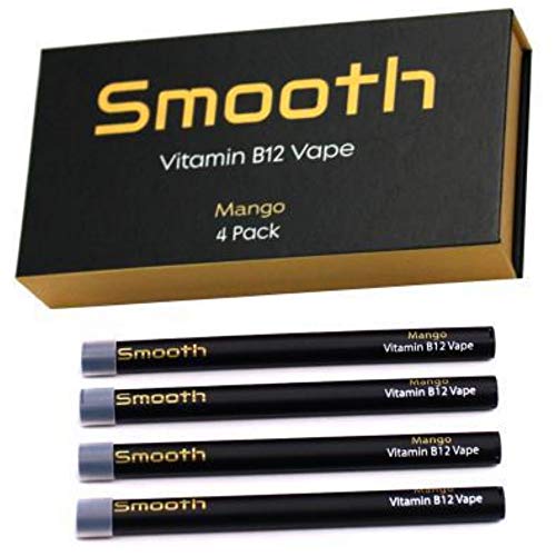 Smooth Vitamin B12 Pen for Energy: All Natural, Vegan-Friendly Vitamin B12 Inhalable Aromatherapy | Great Taste, No Calories, Nicotine Free | Mango Flavor (4 Pack)