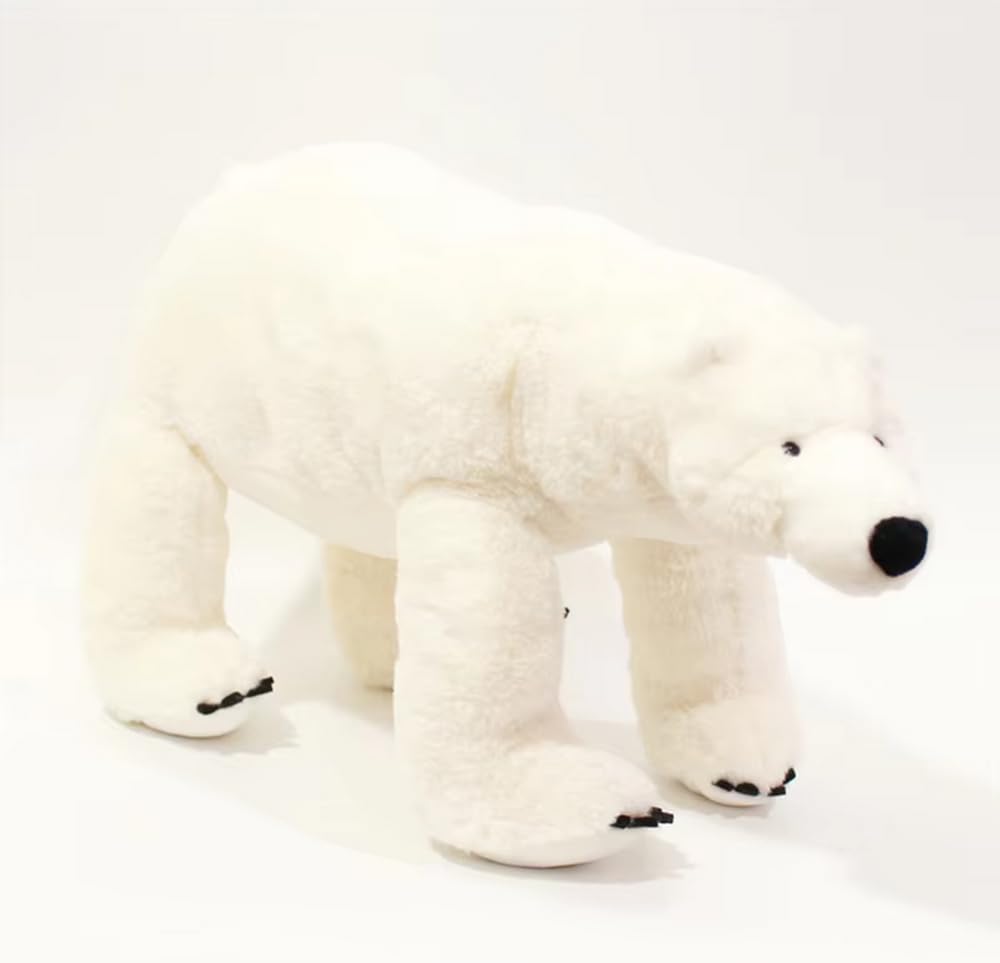 Tikwisdom Stuffed Animals - Polar Bear, Lifelike White Polar Bear Plush Toy, Large Stuffed Animal, Length 65cm