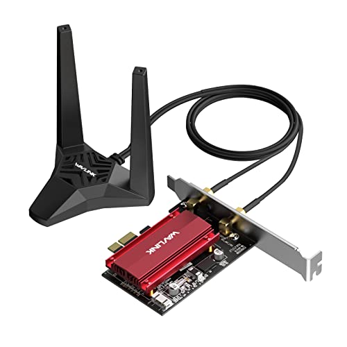 AX5400 WiFi 6E WLAN PCIe Card for PC with Bluetooth 5.3, WAVLINK 5378 Mbps Tri Band WiFi 6E PCIe WLAN Card, Intel WiFi 6E Chip, WPA3, Magnetic Base Antennas for Windows 11/10 (64 Bit) Desktop PC
