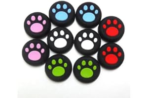 LIMENTEA 2 x Silicone Rubber Thumb Stick Grip Caps Joystick Cap for PS5 PS4 PS3 Xbox 360 Xbox One Xbox One X Elite Controller Dog Cat Paw Replacement (5 Colors)