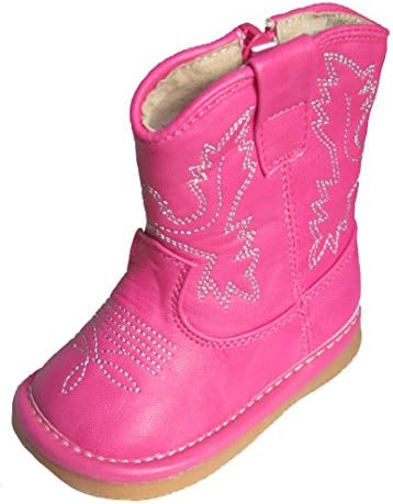 Squeaky Shoes Toddler Hot Pink Leather Cowgirl Boots