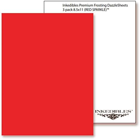 YummyInks Brand: Frosting DazzleSheets 3 sheets - 8in x 11in - Red Sparkle