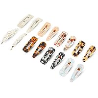 Agole 16pcs Hair Clips, Pearl Hair Clips, Fashion Geometric Acrylic Resin Alligator Hair Clips, Hair Pins for Women Ladies Hair Accessories (12pcs Acrylic Resin Hair Barrettes + 4pcs Pearl hair clips)