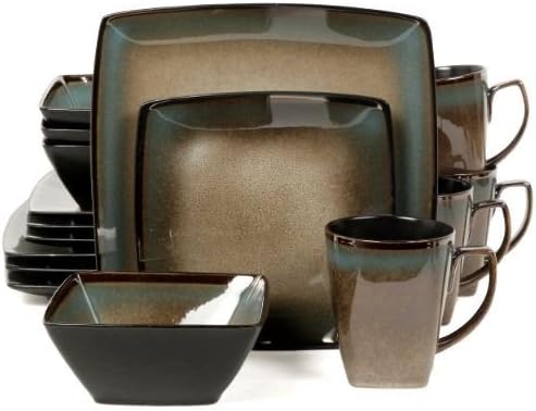 Gibson Elite Tequesta 16-Piece Square Dinnerware Set, Taupe Brand New ;(from_danny081269