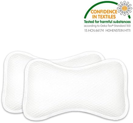 2 Pcs Neck Support Relaxation Bath Pillow, Ergonomic Design Non-Slip Bathtub Pillow with Suction Cups, 3D Mesh Filling for Comfortable Bathing Experience - Small - White