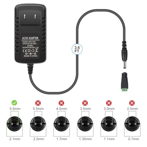 12V LED Power Supply, 12 Volt 1A 12W DC Power