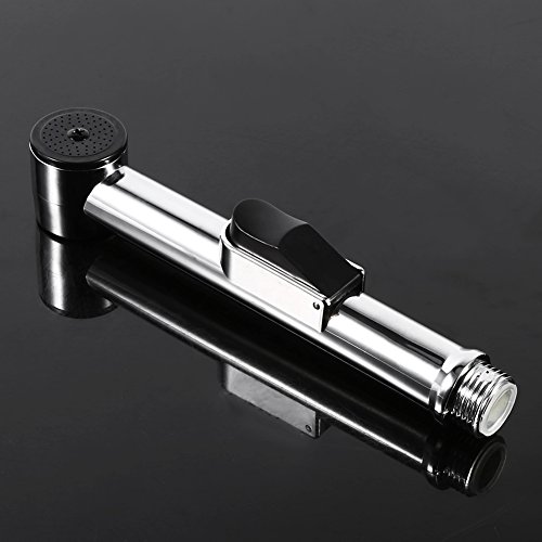 Fdit Toilet Bidet Shower Spray Chrome Plated ABS Small Nozzle Portable Handheld Home Bathroom Washer Shattaf Adapter
