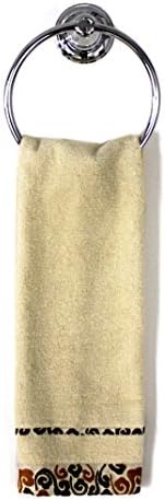 Bamboo Home USA Bamboo Rayon Ultra Soft Edge Embroidery Hand Towel Brown
