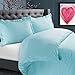 Nestl Light Blue Duvet Cover Queen Size - Soft Double Brushed Queen Duvet Cover Set, 3 Piece, with Button Closure, 1 Duvet Cover 90x90 inches and 2 Pillow Shams