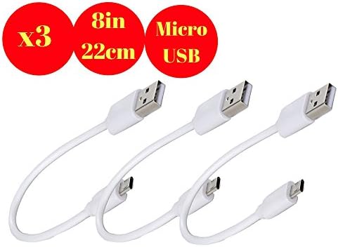10-Pack Short 8 Inch Cables - Micro USB Charger Cables - Compatible with Google, Samsung, Kindle Devices, Bluetooth Speakers, Portable Batteries, Power Banks, and PS4 remotes