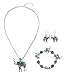 Hosaire Elephant Vintage National Style Turquoise Jewelry Sets(Bracelet Necklace Earrings) Blue