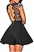 Zeagoo Women's V Neck Lace Open Back Nude Illusion Skater Cocktail Party Dress, #Black, Medium