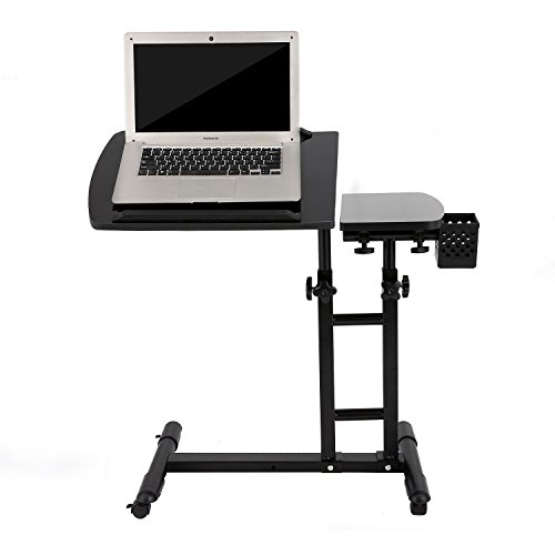 Utheing Mobile Laptop Desk Cart Height Adjustable Rolling Cart Table with Wheels for Bed Sofa (type1)