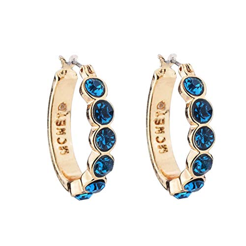 Click Here to See More Images Clearance Deal! Round Hoop Earrings,Women Fashion Crystal Rhinestone Ear Stud Diamond Jewelry Dangle Earring (Blue)
