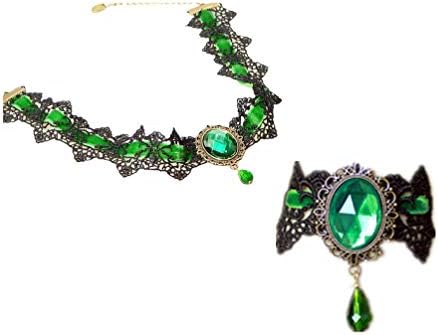 LEFINIS Handmade Gothic Lolita Retro Lace Slave Bracelet Wristband Ring, Necklace Set