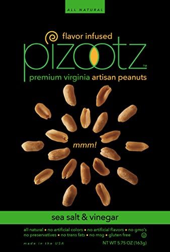 Pizootz Sea Salt & Vinegar Flavor Infused Premium Virginia Gourmet Artisan Peanuts - 5.75 oz per bag (Sea Salt & Vinegar)