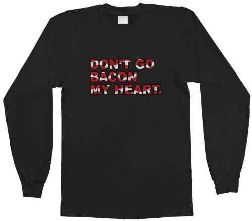Threadrock Big Boys' Don't Go Bacon My Heart Youth Long Sleeve T-Shirt S Black