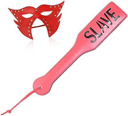Gopen 2Pcs red Eye Mask Blindfold with Hand Slapper Leather Spanking Paddle Role Game Play Fancy Dress Up