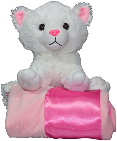 HUGE SALE!! Kaela the Kitty 12” Plush Stuffed Animal with Luxe Super Soft 30x30 Pink Receiving Blanket – Perfect Girl Baby Shower Gift!