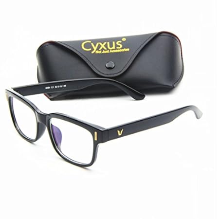 Cyxus Blue Light Filter [Better Sleep] Block UV Transparent Lens Black Frame Vintage Glasses, Anti Glare Fatigue Blocking Headaches Eye Strain, Computer Reading Eyewear, Great for Cell Phone Readers