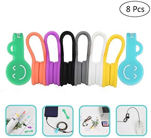 FORETOO Magnetic Cable Clips Multipurpose Reusable Gadgets for Cable Management, Magnetic Cable Winders for Headphones/USB Cable/Bookmarks/Keychain/Cable Straps and Computer Cable (8 Pack)