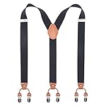 Bioterti Men’s Y-Shaped Heavy Duty Suspenders – 6 Metal Clips, Elastic Straps www.denim.fit
