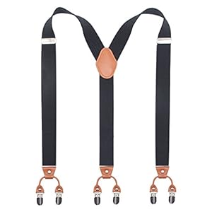 Bioterti Men’s Y-Shaped Heavy Duty Suspenders – 6 Metal Clips, Elastic Straps www.denim.fit 2