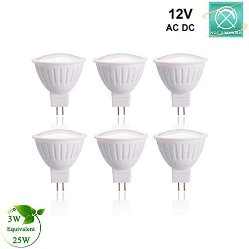 LED MR16 Light Bulb 3Watt (25watt Halogen Equivalent Indoor Flood) 300lumen 4000K Neutral White 12Volt 120Degree Beam Angle GU5.3 Track Lighting Reccesed CRI>85+ RC Driver Non dimmable(6 Pack)