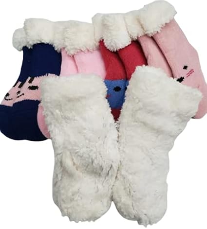 Kit 3 Pares de meias bebe 0 - 2 para meninas Meia De Lã Forrada