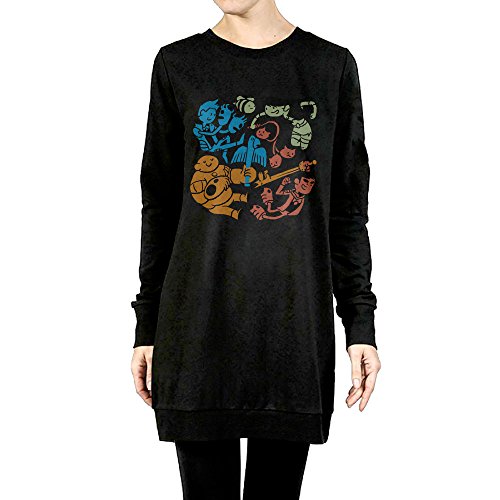 Newbee Bravest Warriors Womens Girls Long Sleeve Raglan Crewneck Tunic Hoodie Sweatshirt L