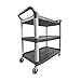 Rubbermaid Commercial Products Heavy Duty 3-Shelf Rolling Service/Utility/Push Cart, 300 lbs. Capacity, Gray, for Foodservice/Restaurant/Cleaning (FG409100GRAY)