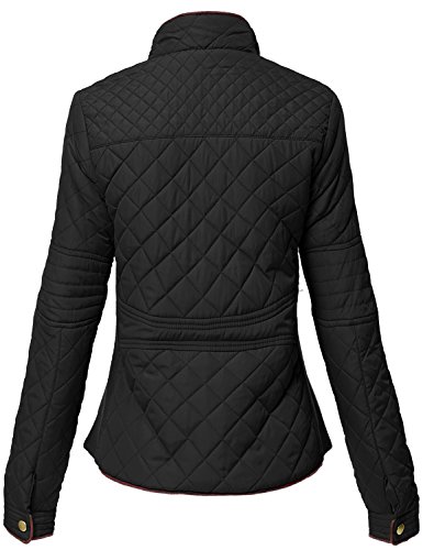 Luna Flower Winter Quilted Padding Vest Long Sleeve Warm Jackets 123-Black Small