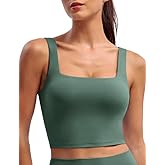 BAYDI Clouduxi Square Neck Sports Bras for Women - Padded Workout Tops with Built-in Bra U Back Gym Yoga Crop Tank Top