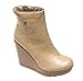 Breckelle's Claudia-11 Women's almond toe platform wedge stitch & stud decor zip closure ankle boots