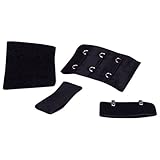 Porcelynne Black Bra Hook and Eye Replacement Closure with Silver Hardware - 2 Rows - 1 1/2