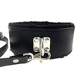 PU Leather Soft Neck Choker Collar with Chain Detachable Leash for Men Women (Black)