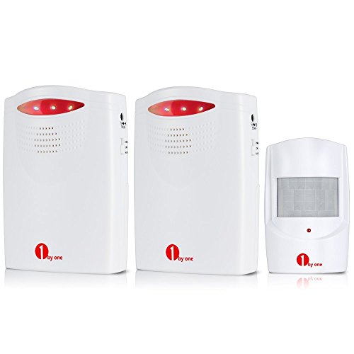 1byone Safety Driveway Patrol Infrared Wireless Home Security Alert Alarm System Kit & Two Receivers and One Sensor Detector Transmitter Type QH-0337
