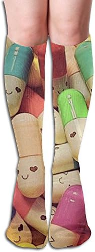 Pill Tablet Capsule Knee Socks Compression Thick Travelers Compression Socks