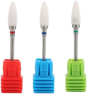 Highmoor Ceramic Nail Art Drill Bits Set Pro Coarse Medium Fine Grit Manicure Drill Bits Tool for Electric Nail File Ceramic Needle 3pcs
