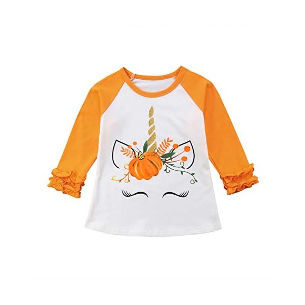Toddler Baby Kids Girl Halloween Pumpkin Print Long Sleeve Cotton T-Shirt Top