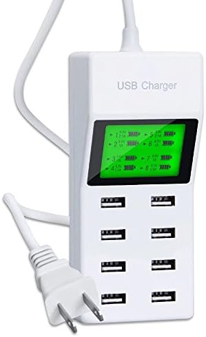 Daono 8-port Smart USB Desktop Rapid Charger LED Screen Display 46W 9.2A - for Apple Ipad, Iphone, Samsung Smartphone, Tablet, Htc, Lg and More,