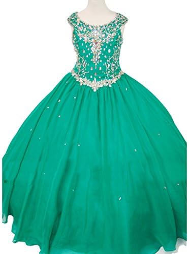 MCandy Little Princess Girls Rhinestone Floor Length Pageant Dress 6 US Green