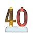 Multicolor Plastic Number 40 Flashing Candle Holder With Birthday Candle Set - 1 Set - Elegant, Eye-catching & Durable - Perfect Cake Topper For Birthday Celebrations