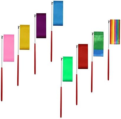 MAGICMAI Dance Ribbons Streamers Gymnastic Ribbon Wands for Kids, Ribbon Batons, Gymnastic Party Decoration Favors, 8 Pieces
