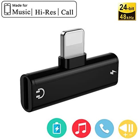 Headphone Adapter for iPhone X Adapter AUX Cable Headphone Jack Audio Charger Splitter Dongle Headphone Audio+Charger for iPhone Music Control and Call Function Compatible for iPhone 7/8/ X/XS/XR/plus