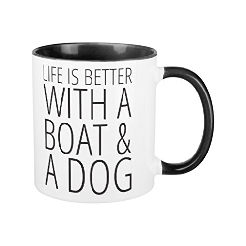 Life is Better With a Boat a Dog Coffee Mugs for Men Birthday Presents Motivational Mug Cup Funny Ceramic Cup 11oz Mugs Gifts