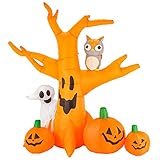 Halloween Haunters 8 Foot Inflatable Haunted Dead Tree Scary Face Spooky Ghost, Pumpkins, Owl LED Lights Indoor Outdoor Yard Lawn Prop Decoration - Blow Up Graveyard House Party Display
